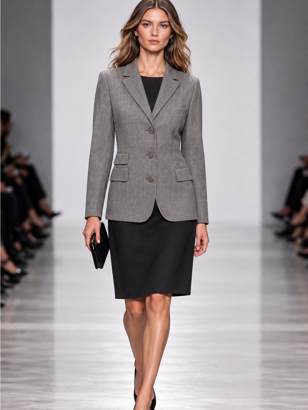 Akris Punto Gray Wool Blend Blazer Size US 8 Three Button Tailored Career Jacket
